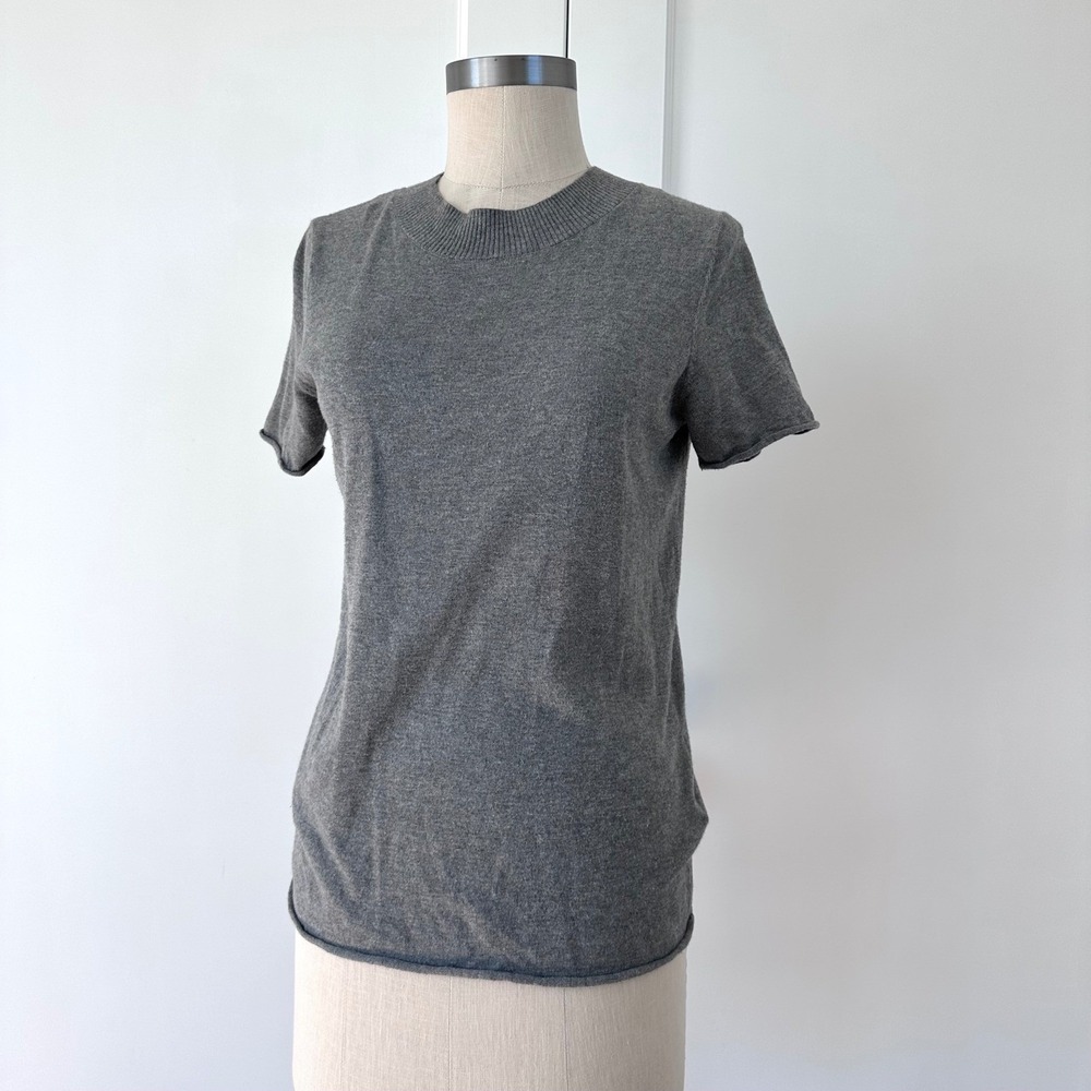 n Philanthropy Lace Up Back Tee Gray Short Sleeve Open Back Top Size S - Picture 3 of 7